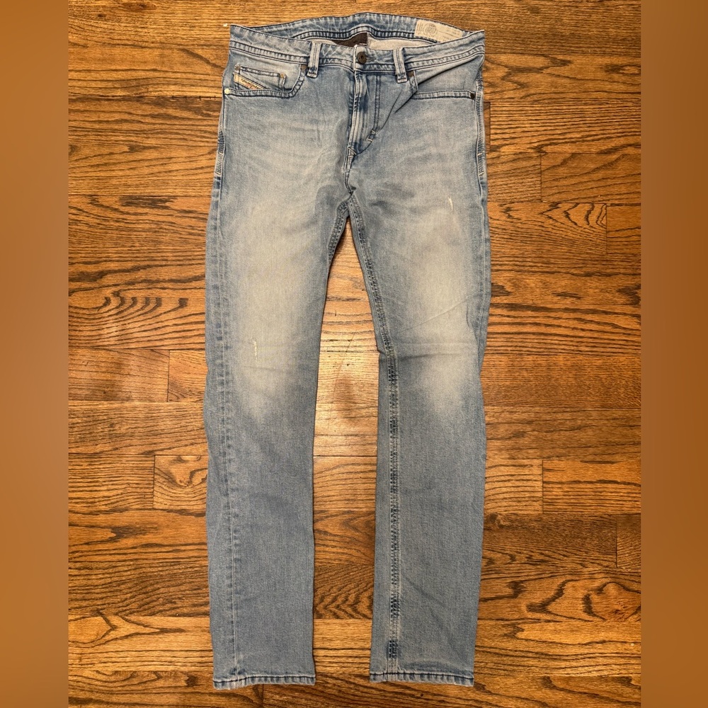 Diesel Men’s Thavar Slim-Skinny Jeans — Light Blue Wash, Size 31×32